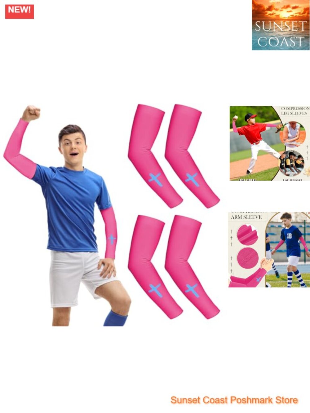 2 Pairs Cross Arm Sleeves for Teens Boys Sports